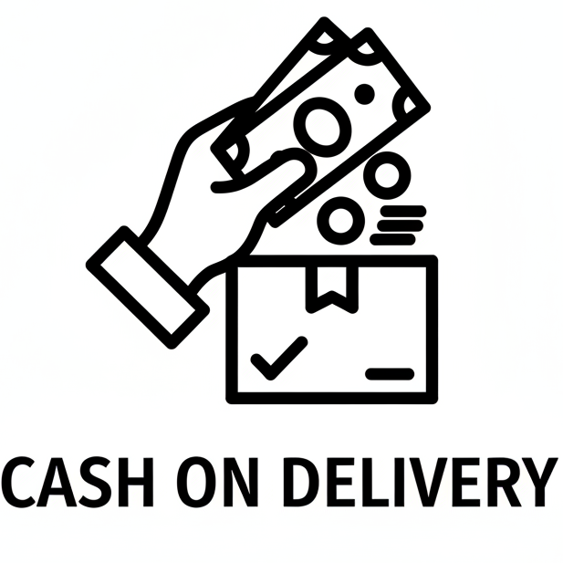 cash on delivery logo in black and white