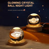 3D Laser Engraved Crystal Ball Night Light – Solid Wood Base & Warm LED Glow