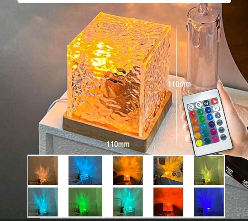 Dynamic Water Ripple Ambient Lamp – 16 Color RGB Crystal Projector with Remote