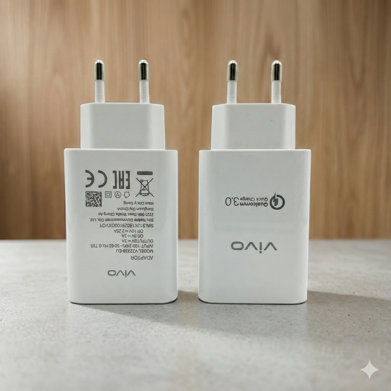 Vivo 18W Fast Charger – Type-C / Micro USB Support | Safe & Quick Charging Adapter